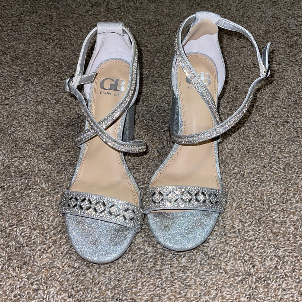 Silver sparkly high heels